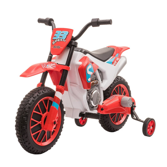MOTOCICLETA CU ROTI AJUTATOARE ROSIE