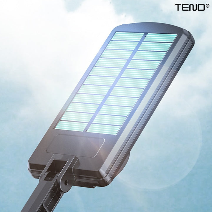 Lampa Solara Stradala 3 LED-uri Teno®, control prin telecomanda, senzor de miscare, 3 moduri de iluminare, protectie IP65, Waterproof, exterior, negru