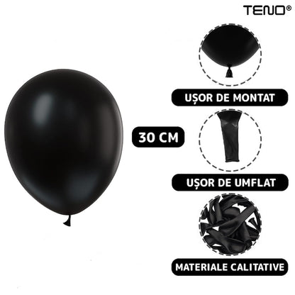 Set 10 Baloane Teno®, Confeti, pentru Petreceri/Aniversari/Evenimente, o singura dimensiune, 2 culori, latex, negru