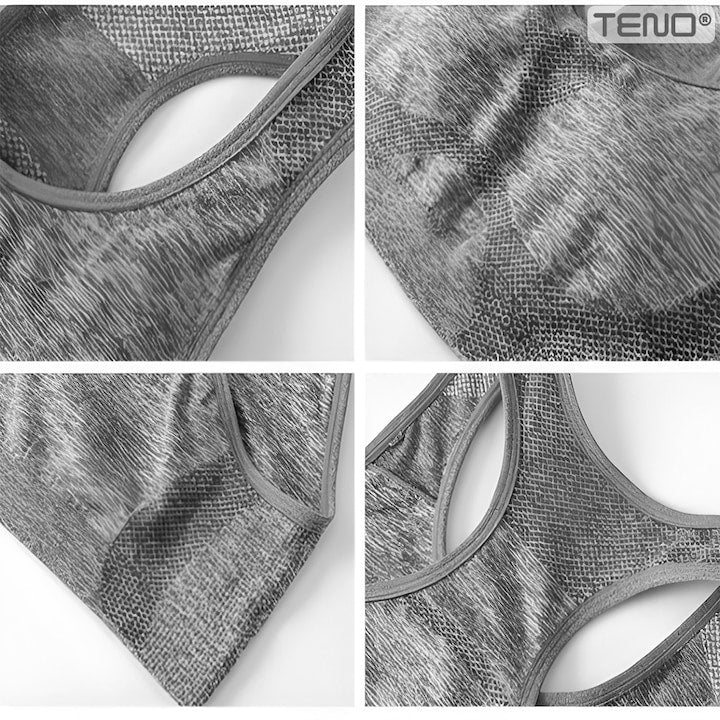 Set Costum Fitness din 2 Piese Teno®, colanti si bustiera, material respirabil, uscare rapida, elasticitate ridicata, one-size, gri