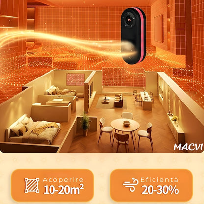 Incalzitor electric MACVI Compact 500W, rotire 180°, afisaj LED, telecomanda, protectie supraincalzire, pentru spatii mici