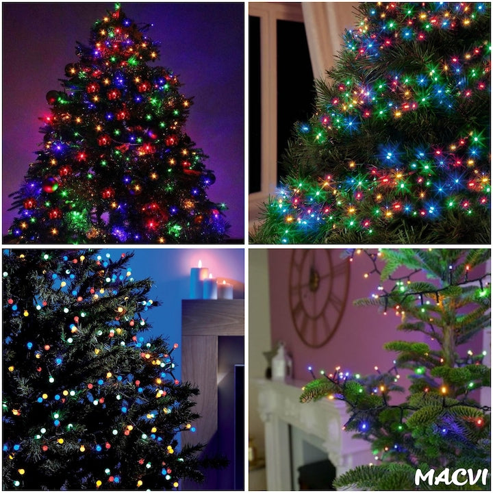 Instalatie luminoasa Macvi® 100 LED-uri, 10 metri, pentru decor de Craciun, rezistenta si economica