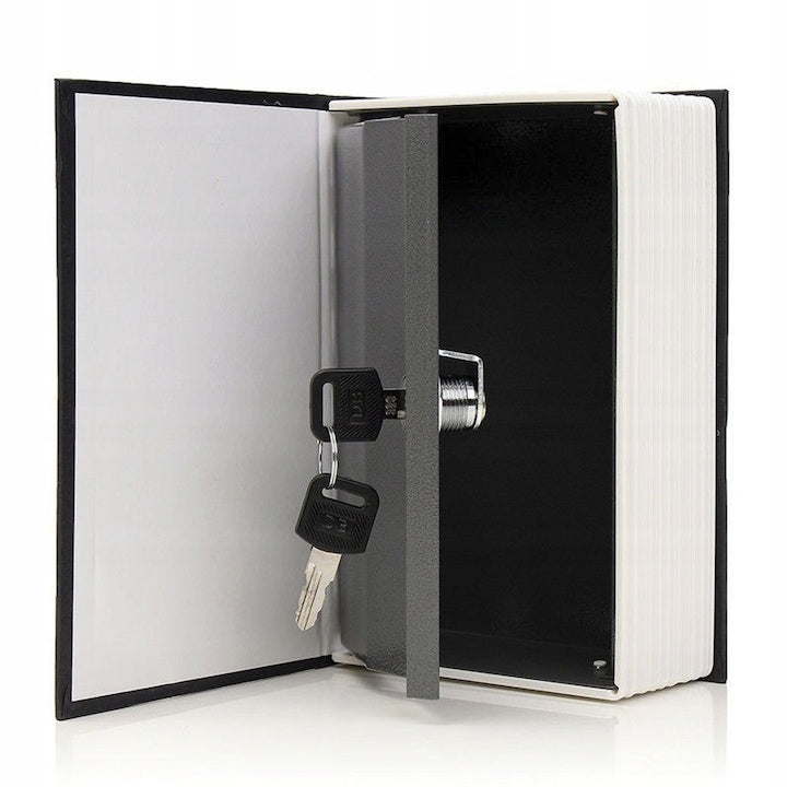 Seif Secret Tip Carte cu Cheie Macvi® Cutie Valori Metalica Model Dictionar Englez 24.5 x 15.9 x 5.7 cm Negru