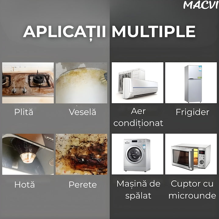 Aparat aburi Macvi® curatenie profesionala cu rezervor mare duze multiple si jet puternic pentru baie bucatarie tapiterii, Alb