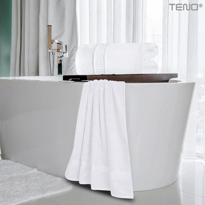 Prosop de baie si de fata Teno®, pentru uz rezidential/hotel/calatorii, densitate 420g/m², model egiptean, bumbac 100%, dimensiuni 50x90 cm, alb