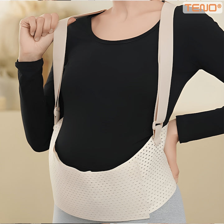 Banda de Suport pentru Gravide Teno®, centura abdominala, reduce durerea lombara, moale, respirabila, elastica, crem