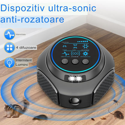 Aparat Ultrasunete Anti Daunatori Macvi® Anti Rozatoare Insecte Sobolani 300 m² 3 Trepte 360° Negru