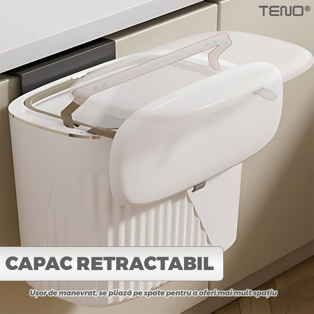 Cos de gunoi, Teno, alb, 7 L, design modern, doua moduri de deschidere, alb