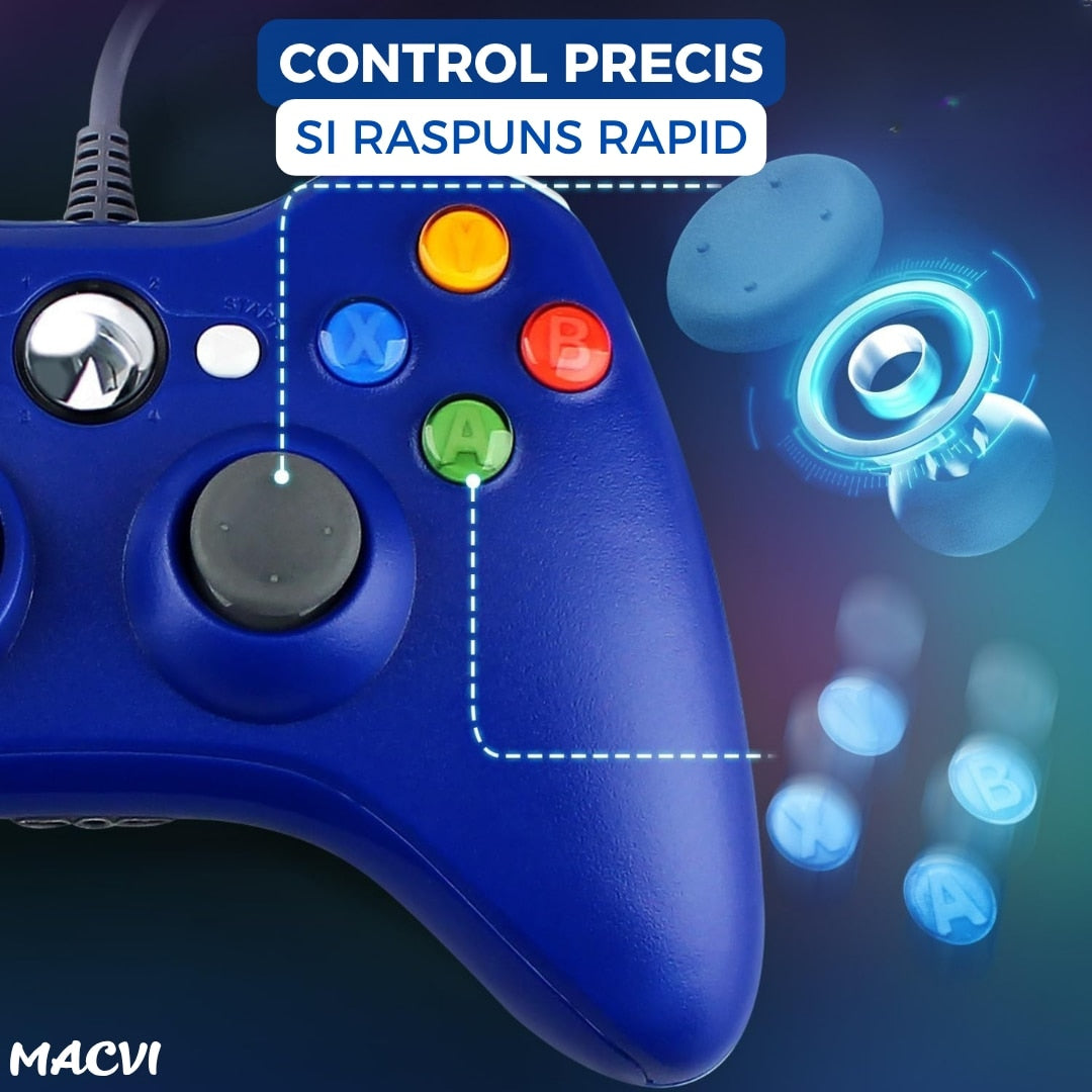 Controller Dual Shock Macvi® pentru PC si Xbox 360 cu stick-uri analog vibratii realiste dualpad 8 directii conectare USB cablu 2, 5 m