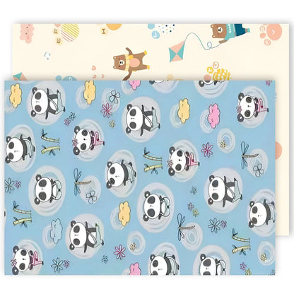 Covoras de Joaca pentru Copii Teno®, 2 fete, termic, anti-derapant, pliabil, protectie impotriva loviturilor, panda si grizzly, 200x180cm, grosime 1 cm, multicolor