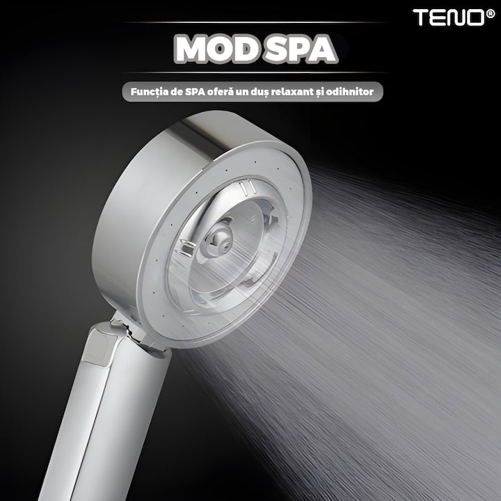 Para de Dus Dubla Teno®, recipient de sapun incorporat, 2 moduri de utilizare, mod presiune ridicata, mod spa, usor de utilizat, operare fara butoane, gri