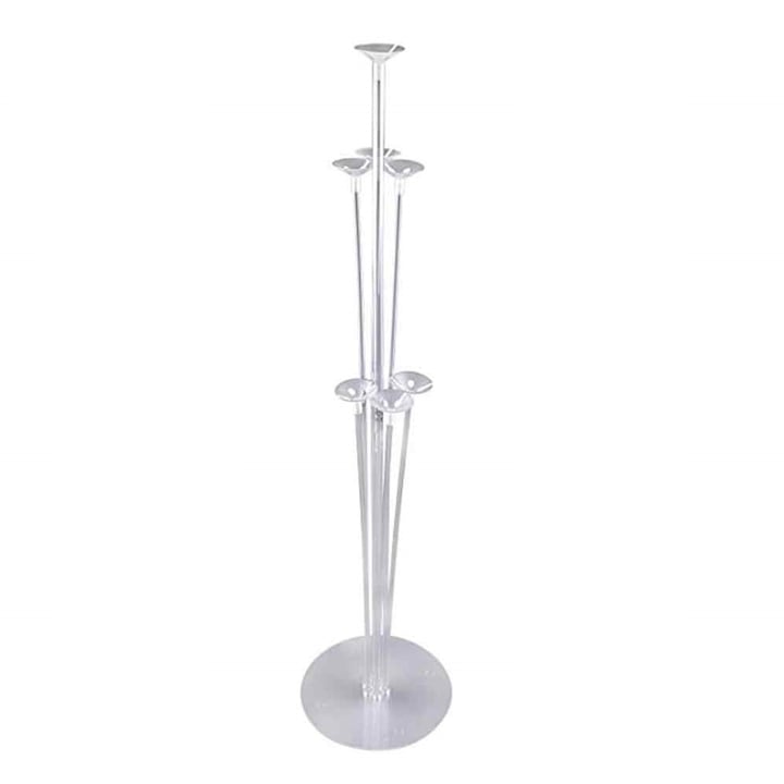 Suport transparent baloane Macvi®, 7 baloane, 3 niveluri, decor petrecere, nunta, botez, aniversare, centru masa