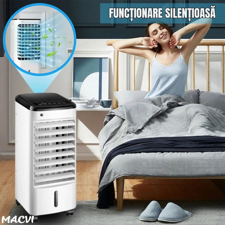 Racitor Macvi®, control digital, telecomanda, 65W, rezervor 3.5L, 3 viteze, 2 moduri de suflare, portabil, alb