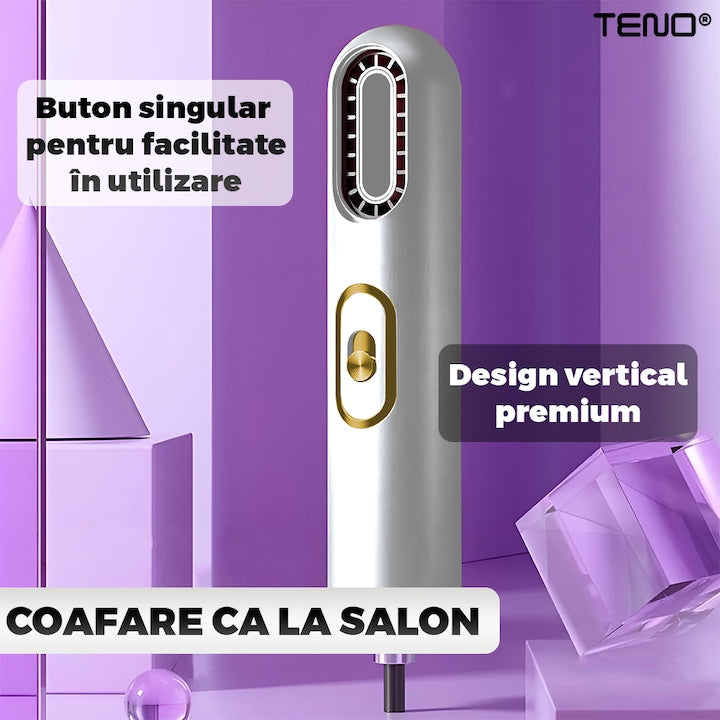 Uscator Profesional de Par 3 in 1 Teno®, aparat multifunctional coafare si uscare, 3 accesorii incluse, 1200W, alb