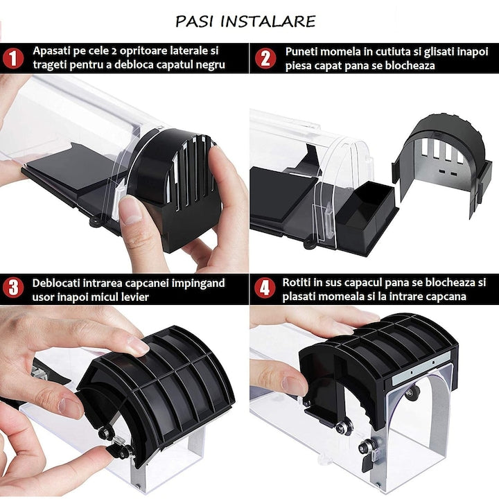 Capcana pentru Soareci si Sobolani Teno®, tip tunel, cursa inteligenta, interior/exterior, negru