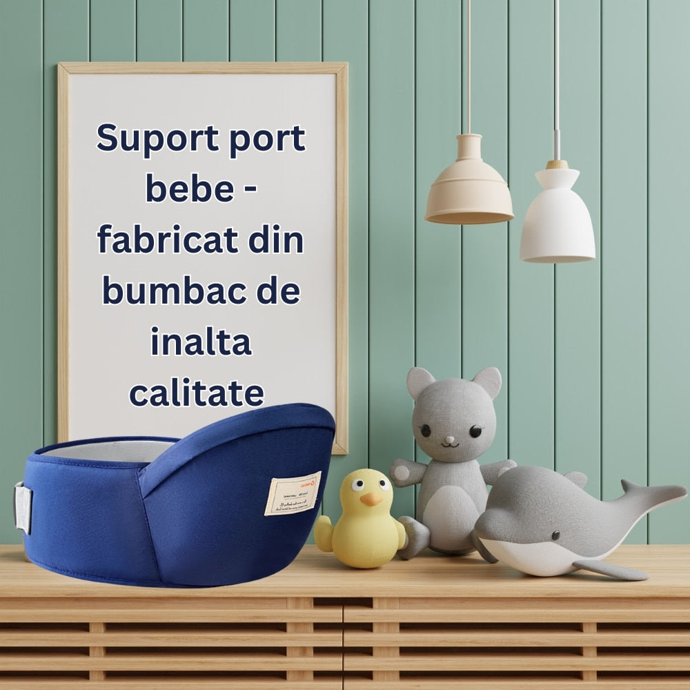 Suport port bebe Macvi, tip marsupiu, bumbac premium, burete ergonomic, roz, 43x22cm