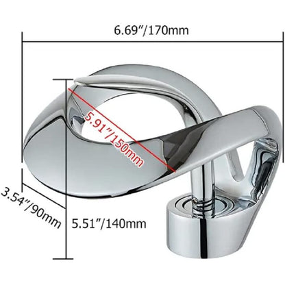 Baterie chiuveta baie Macvi® tip cascada cromata 10 cm montaj pe chiuveta design nordic modern debit redus, argintiu