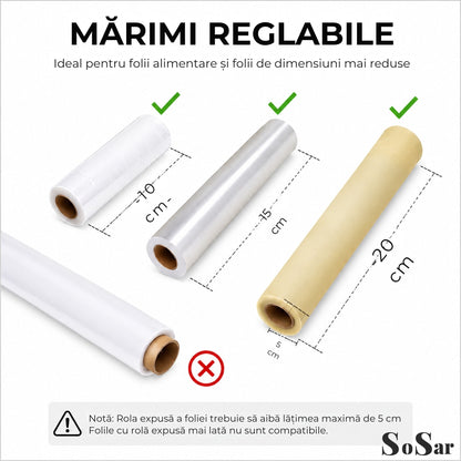 Dispenser Triplu de Bucatarie Sosar® pentru Hartie Folie Alimentara si Folie Aluminiu Suport Perete cu Taiere Usoara Organizator Bucatarie