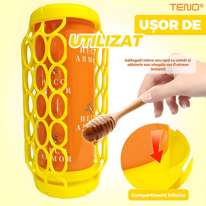 Set 2 capcane Macvi® pentru viespi, cu lipici anti-insecte, 8 foi lipicioase incluse, montare rapida, suport pentru momeala, galben