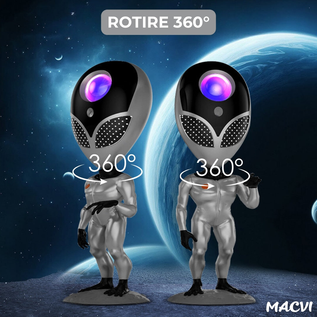 Proiector de Stele Macvi® Tip Alien, Galaxie Stelara, LED cu Telecomanda si Sistem Dialog Vocal, Argintiu