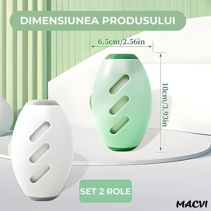 Set 2 role scame reutilizabile Macvi®, lavabile, super adezive, mini, portabile, ideale pentru haine, par de animale si calatorii
