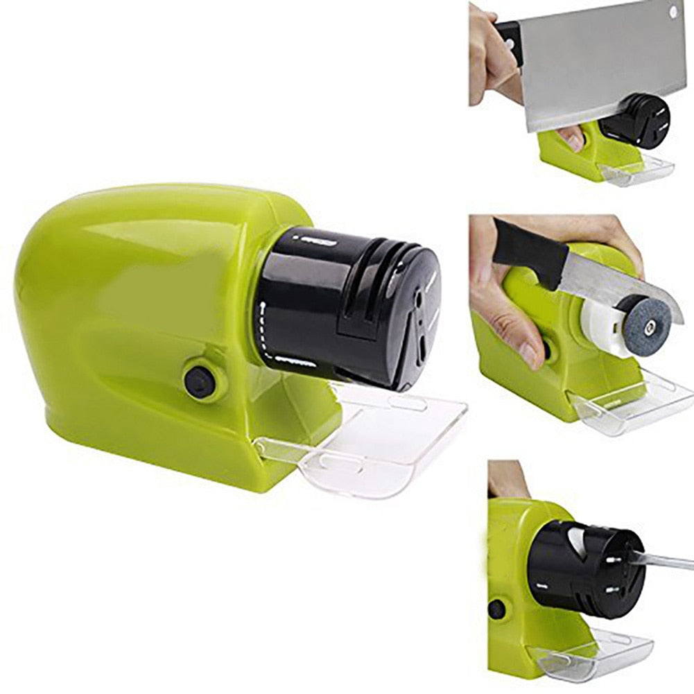 Ascutitor Electric Macvi®  pentru Cutite, foarfece, surubelnite ,Verde, 13 x 8 x 5 cm