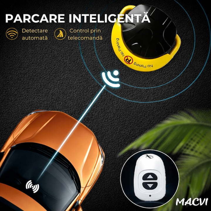 Blocator Parcare Macvi® cu Telecomanda, Actionare Electrica, Functionare pe baterii, protectie Acces Auto, Design Rezistent