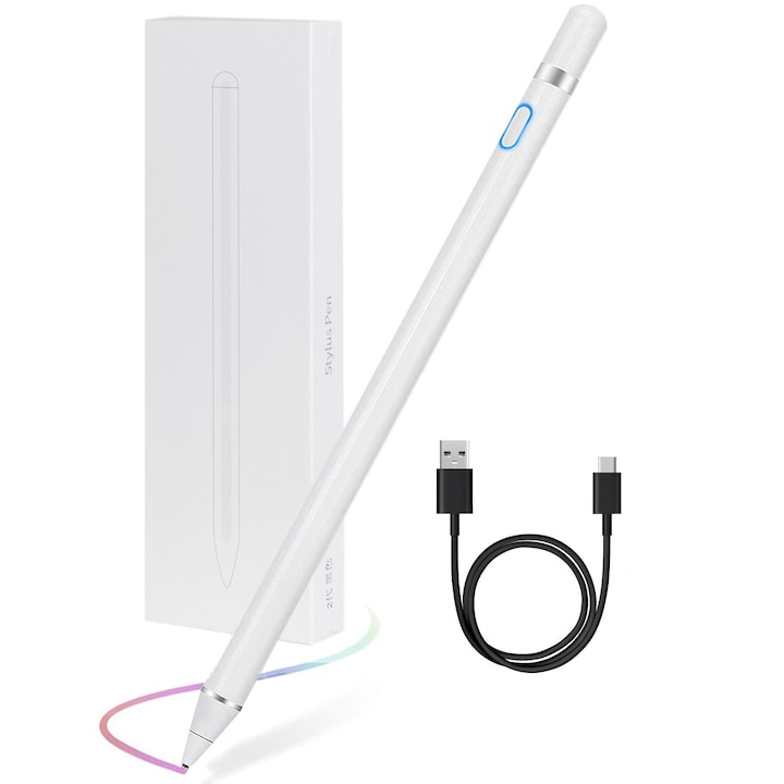 Stylus universal Macvi, alb, magnetic, pentru tablete
