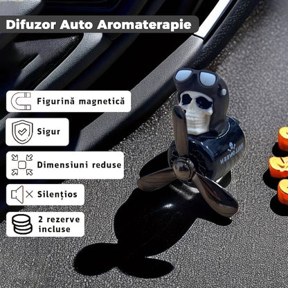Difuzor Auto Aromaterapie Teno® car pilot skeleton, kit odorizant, 2 arome cu extracte naturale incluse