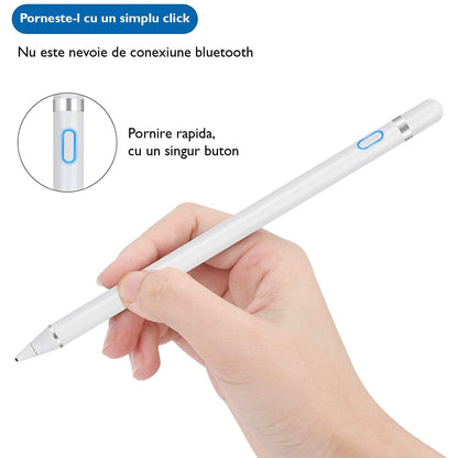 Stylus universal Macvi, alb, magnetic, pentru tablete