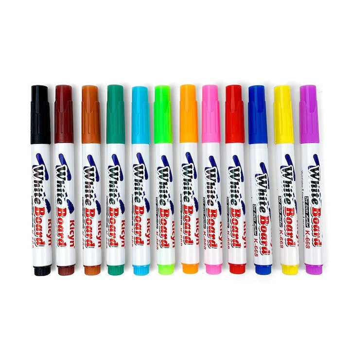 Markere Desen Cu Apa Macvi®, 12 Culori, Pix Plutitor Magic, Whiteboard, Lavabile, Educative, Copii, Creativitate