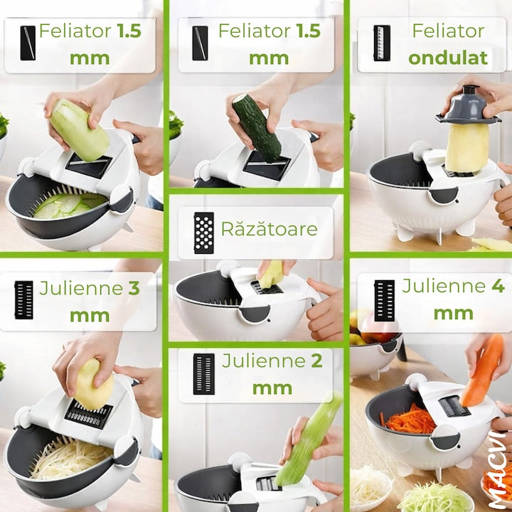 Razatoare Smart Macvi® Vet Basket pentru Legume, cu Bol pentru Prespalare