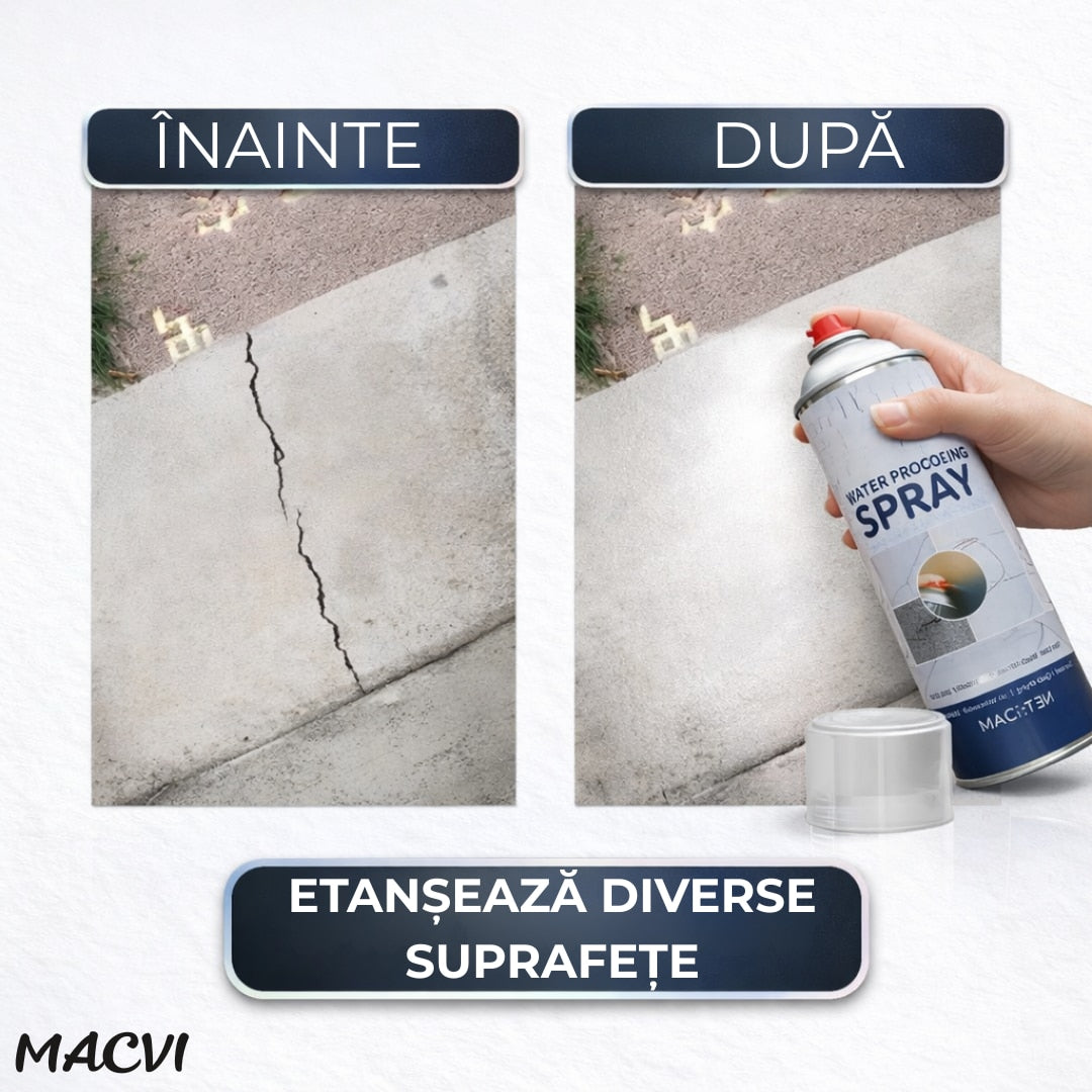 Spray Etansare Macvi® 450ml Hidroizolatie Rapida, Impermeabilizare Crapaturi, Protectie de Lunga Durata, Transparent