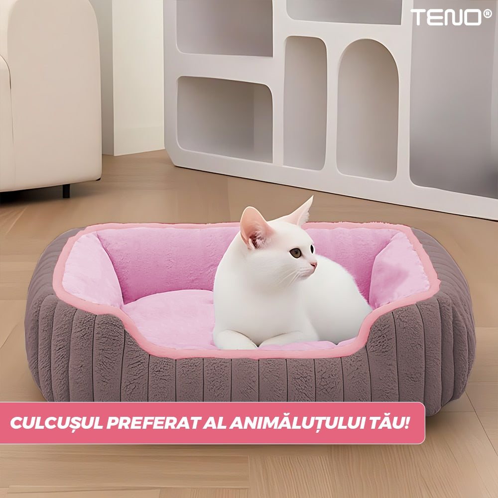 Pat Teno pentru animale, dreptunghiular, margini inaltate, roz, M