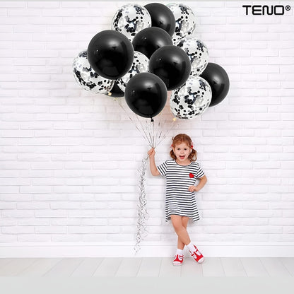 Set 10 Baloane Teno®, Confeti, pentru Petreceri/Aniversari/Evenimente, o singura dimensiune, 2 culori, latex, negru
