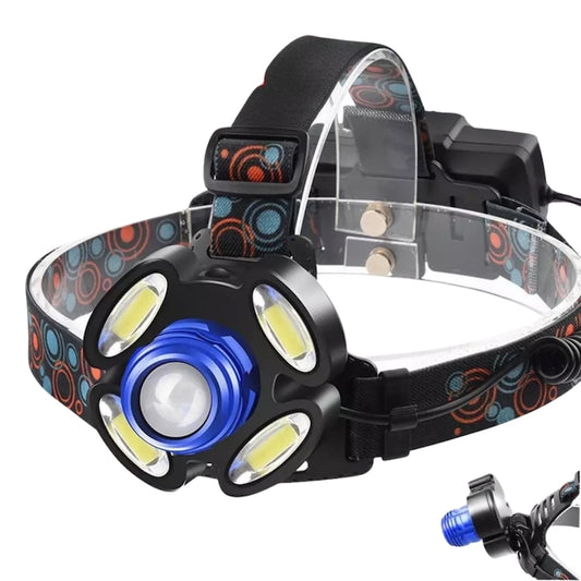 Lanterna frontala de cap Macvi® cu 5 LED-uri, iluminare puternica, banda elastica reglabila pentru confort maxim, ideala pentru drumetii si activitati afara