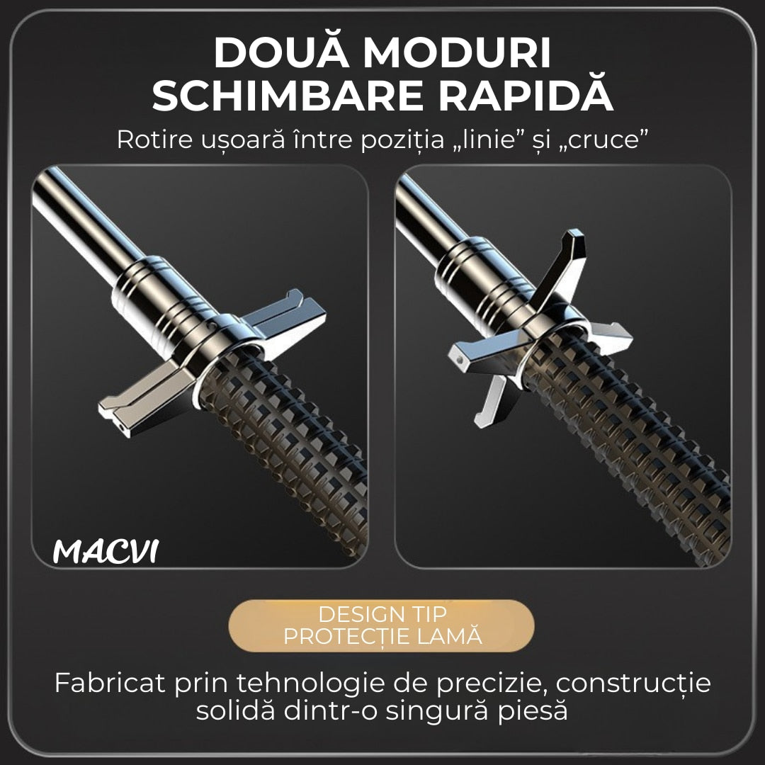 Bata telescopica Macvi® din otel inoxidabil cu maner antialunecare si mecanism extensibil design compact si rezistent