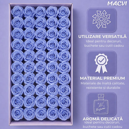 Set 50 trandafiri din sapun, 5x5 cm, calitate premium, decor si cadou elegant, Purple