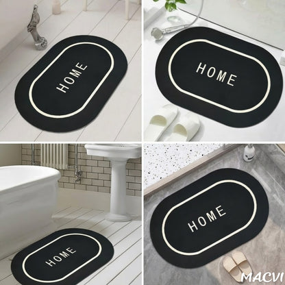 Covoras Antiderapant Macvi® Model HOME 40x60 cm, Oval, Decorativ, Intrare Hol, Bucatarie, Albastru Inchis