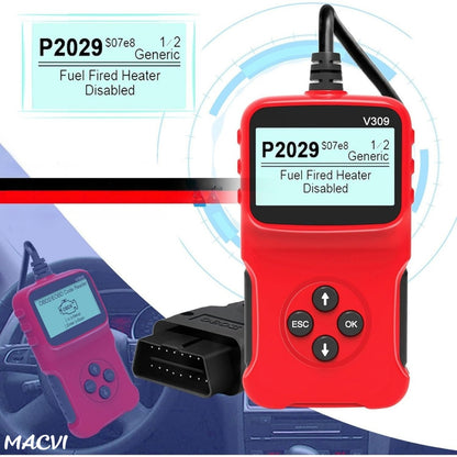 Tester auto MACVI OBD2 V309, citire/sterere coduri DTC, ecran LCD mare, plug and play
