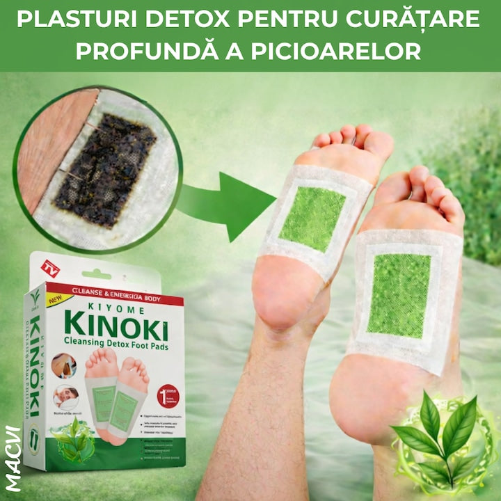 Set 10 Plasturi Plasturi Detox KINOKI Macvi® pentru Picioare cu ceai verde, Detoxifiere Naturala, Eliminare Toxine, Reducere Miros Neplacut, Imbunatatire Somn, Relaxare si Revitalizare