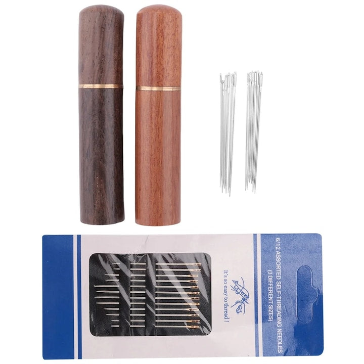 Set Ace de Cusut Macvi® cu Autofiletare 12 Piese Inox Dimensiuni Diferite pentru Cusut Manual Reparatii Textile