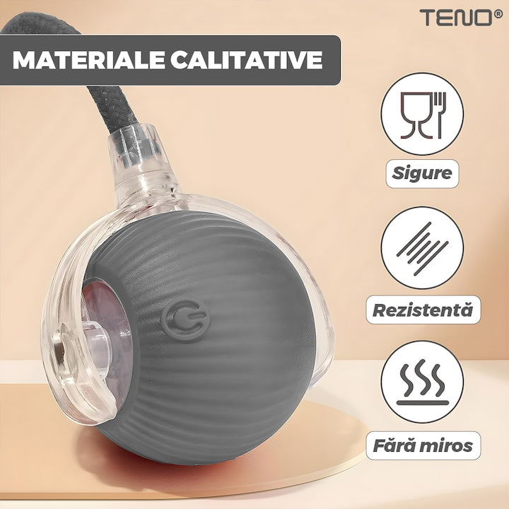 Jucarie Interactiva Smart pentru Pisici Teno®, de interior, cu lumini LED, stimuleaza animalele, acumulator USB-C, functie inteligenta, gri