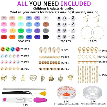 Set Margele din Lut Macvi® 6000 Piese 24 Culori pentru Bratari si Bijuterii DIY