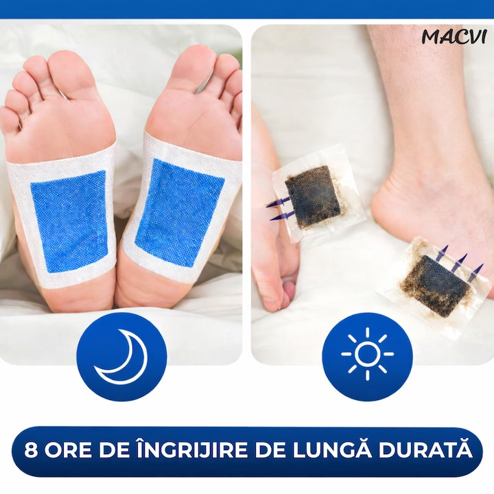 Set 10 Plasturi Plasturi Detox KINOKI Macvi® pentru Picioare cu floare albastra, Detoxifiere Naturala, Eliminare Toxine, Reducere Miros Neplacut, Imbunatatire Somn, Relaxare si Revitalizare