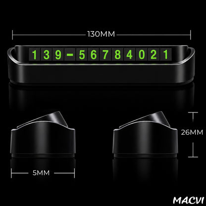 Suport numar telefon auto, MACVI, afisaj retractabil, negru, 13x3.5x2.6cm, set cu placute magnetice