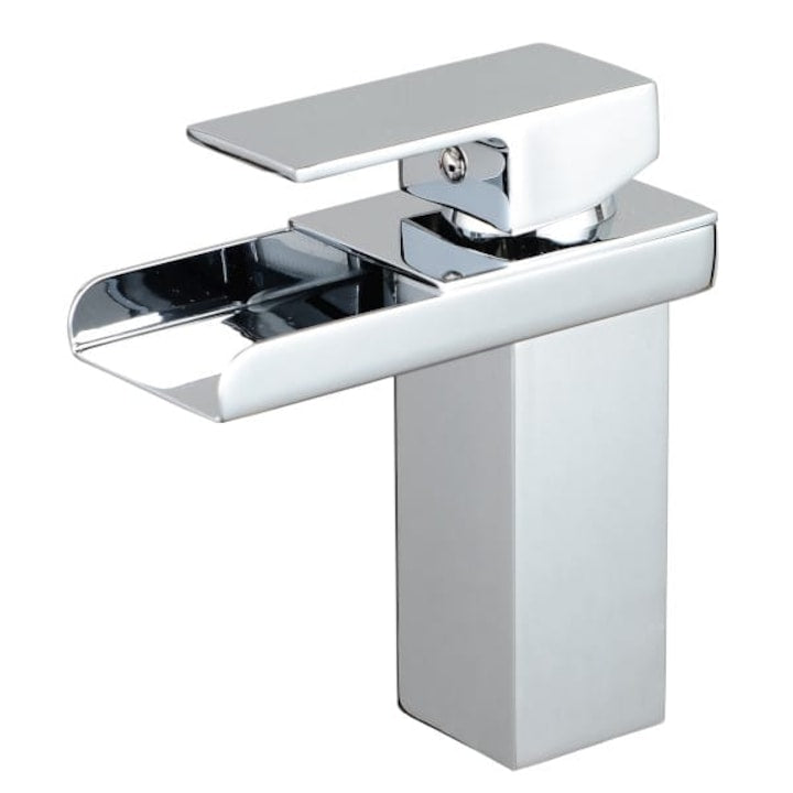 Baterie lavoar baie Macvi® tip cascada cromata din bronz inaltime 160 mm pipa 135 mm monocomanda, argintiu