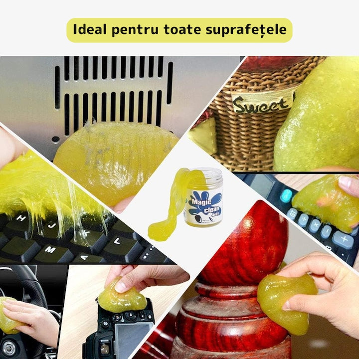 Slime pentru Curatat Spatii Greu Accesibile Teno®, Super Clean, interior auto, tastatura, uz casnic, galben