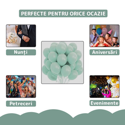 Set 100 Baloane Teno®, pentru Petreceri/Aniversari/Evenimente, o singura dimensiune, latex, turcoaz