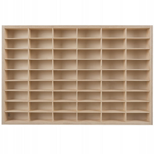 Raft organizator Montessori, MACVI, 54 compartimente, lemn natural, 60x40x5.3 cm